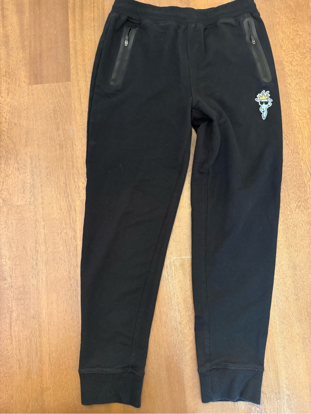 Kids Black Jogger Sweatpants with Playful Patch